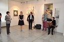 Výstavu zahájili (zleva) PhDr. M. Šťastná historička umění, Mgr. Věra Vahalíková galeristka a autorka obrazů Jelena Jedličková